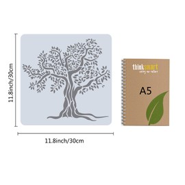 GORGECRAFT Large Tree of Life Stencil Template 12x12 Inch Reusable Plant Sign Home Decoration Stencil Plastic Tree Painting Stencils Square for Painting on Wood Wall Scrapbook Card Floor Drawing