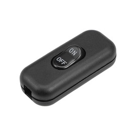 sourcing map Inline Cord Switch AC 250V 6A On-Off DPST Control Feed-Through Rocker Switch for Bedroom Table Lamp Desk Light, Black