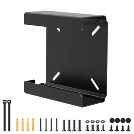 Metal Mini PC Mount for Beelink SER6, SER8, EQR6, EQi12 Mini PC - VESA Mount/Wall Mount/Under Desk - Black, Easy Installation - with Velcro Strap for Cable Organisation