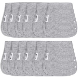 Benoxine Baby Burp Cloths & Baby Bibs 2-in-1 Design Large Size 3 Layers Thicken Cotton Super Absorbent and Soft Baby Spit Up Burping Rags Baby Burp Cloth Set for Boys and Girls Solid 12 Pack