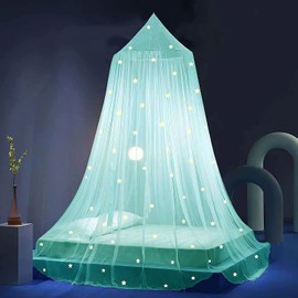 Eimilaly Stars Bed Canopy Glow in the Dark, Bed Canopy for Girls, Mosquito Net, Princess Canopy for Girls, Bed Room Decoration, Green