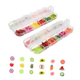Vaguelly 2 Boxes Assorted Color Nail Sequins Polymer Clay Filling Tools for DIY Nail Art Manicure Fruit Shapes for Sparkling
