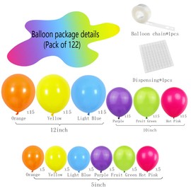 80s 90s Party Decorations, 122PCS Orange Blue Yellow Rose Red Purple Green Balloons 90's 80's Theme Party Supplies for Back to The 90s 80s Disco Rock Punk Retro Music Dance Party Decorations…