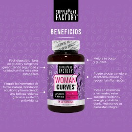 Supplement Factory Woman Curves Mejora Aumenta Busto Glúteos Cápsulas Ingredientes