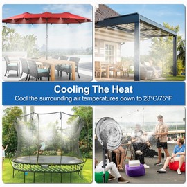 Misters for Outside Patio,Outdoor Water Misting Cooling System,75FT|23M.Backyard Mist Kit for Garden,Greenhouse,Fan,Deck,Umbrella,Canopy,Pool,Porch.Trampoline Sprinkler Park,BBQ Party Accessories