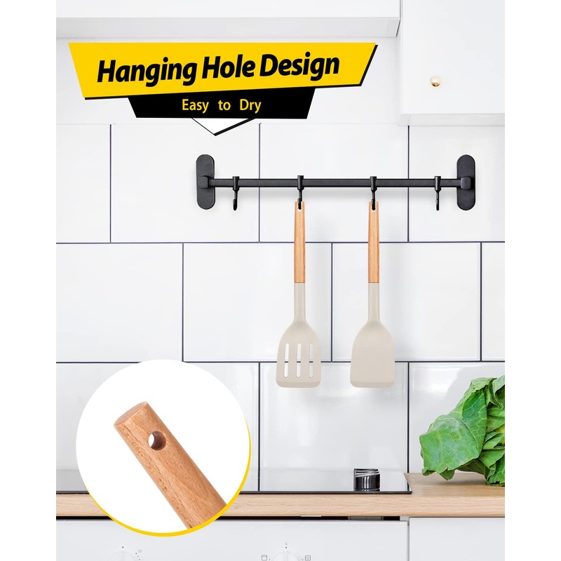 Pack of 2 Silicone Cooking Spatula, Heat Resistant Solid Turner,