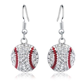 ULLKEL Baseball Earrings for Women Atlanta Braves Shirts Baseball Mom Accessories Diamond Baseball Jewelry Gifts for Women Girls, Metal, No Gemstone, Silver