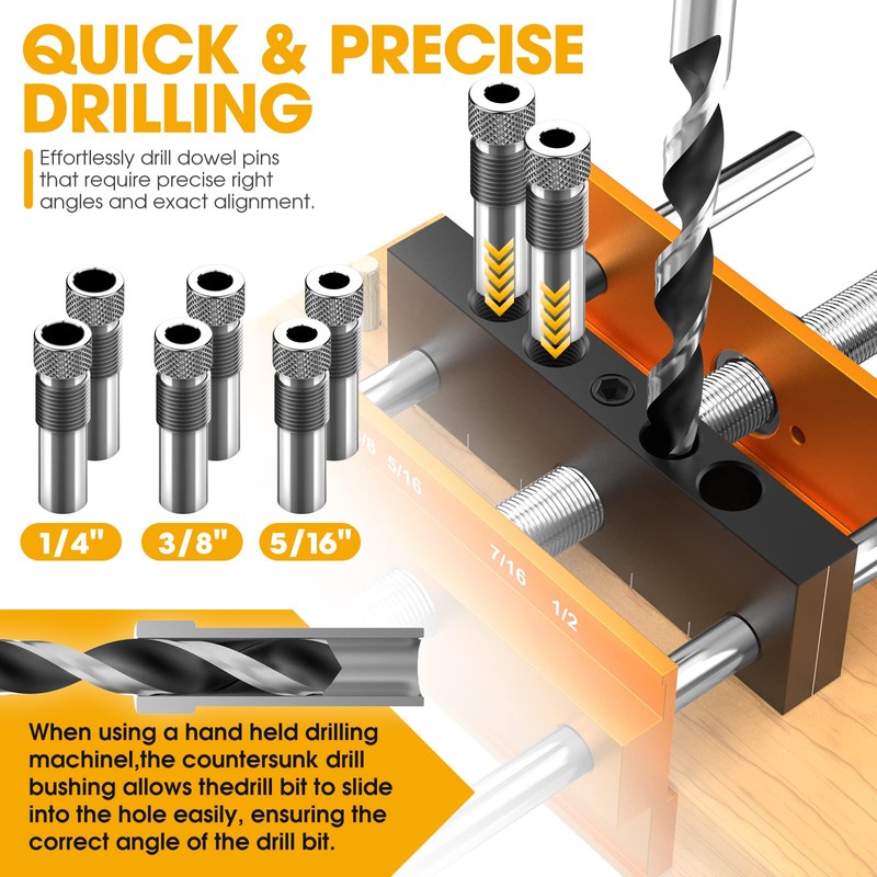 BLEKOO Upgraded 6.7 inch Self Centering Doweling Jig Kit, Drill