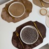 Scalloped Oval Reversible Leather Placemats 6Pcs, Waterproof Washable Non-Slip Heat