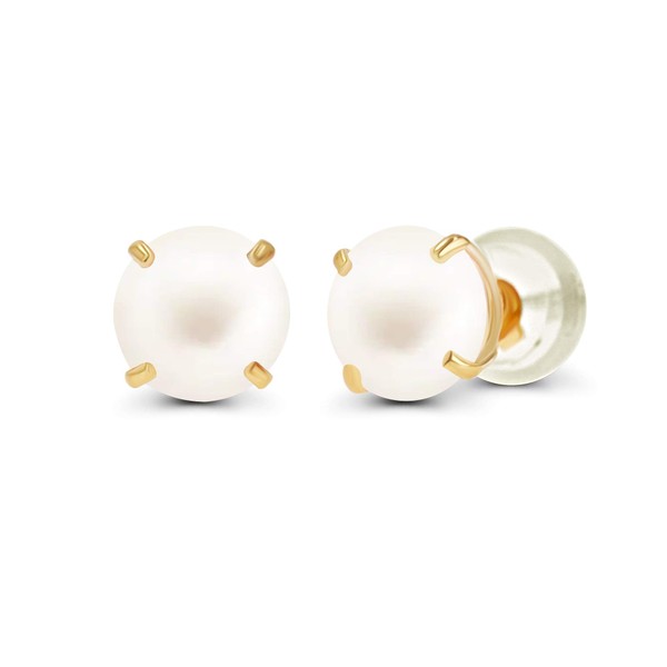 14K Yellow Gold Plated Sterling Silver 4mm Domed Round Genuine