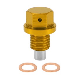 RATCHROLL 1 Set Universal Oil Drain Plug Anti Leakage Oil Pan Drain Bolt Screw Thread Repair with Gasket Magnetic Gold Tone Aluminum Alloy Copper M12x1.5