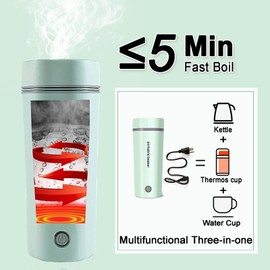 Travel Electric Kettle, Portable Electric Kettle for Boiling Water, Small Travel Tea Kettle Automatic Shut off, One Cup Hot Water Maker, 350ml-Green