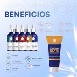 Mist Jewel Kit Facial Completo Protector Solar Fps50 Set Sérums Vitamina Ácido Hialurónico Niacinamida Retinol Glicólico Rutina Antiedad Antimanchas