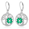 St Patricks Day Shamrock Earrings for Women Sterling Silver Tree