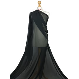 Premium Quality Chiffon Soft Polyester Sheer Fabric Dress Bridal Material CH01 (Black, 1 Meter) by FABRIQUES