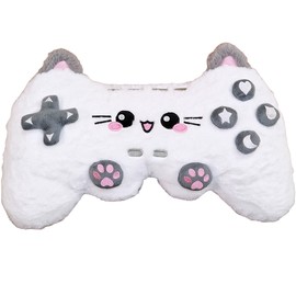 moodrush® Controller Cat Gamepad Cat Gaming Plush Toy Cuddly Toy Game Soft Toy Kawaii Video Game Cushion Kitty Neck Pillow Fluffy Washable Approx. 45 cm