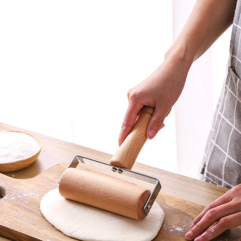 1 Piece 12cm Wide Wood Pastry Pizza Roller Wooden Rolling