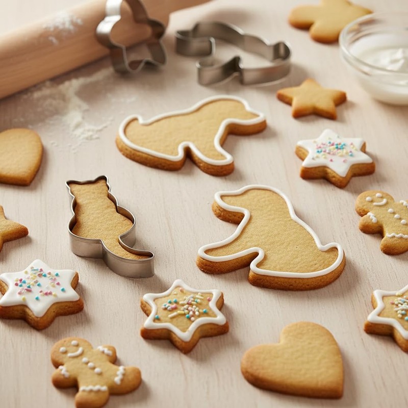 2 Pcs Silver Cookie Cutters Set Cat Dog Cookie Cutter
