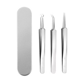 Precision Tweezers, Extra Fine 0.01 inch (0.3 mm), Single Item, Micro Tweezers, Plastic Model, Bent Tip (Single Item)