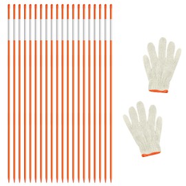 20Pcs Driveway Markers,48in Reflective Driveway Poles, Orange Fiberglass Snow Stakes with Reflective Tape for Easy Visibility at Night for Parking Lots, Walkways and Garages Ski Slopes Road