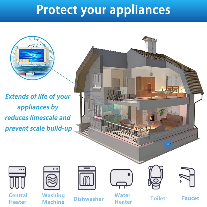 Whole House Electronic Water Descaler, Salt Free Hard Water Conditioner,
