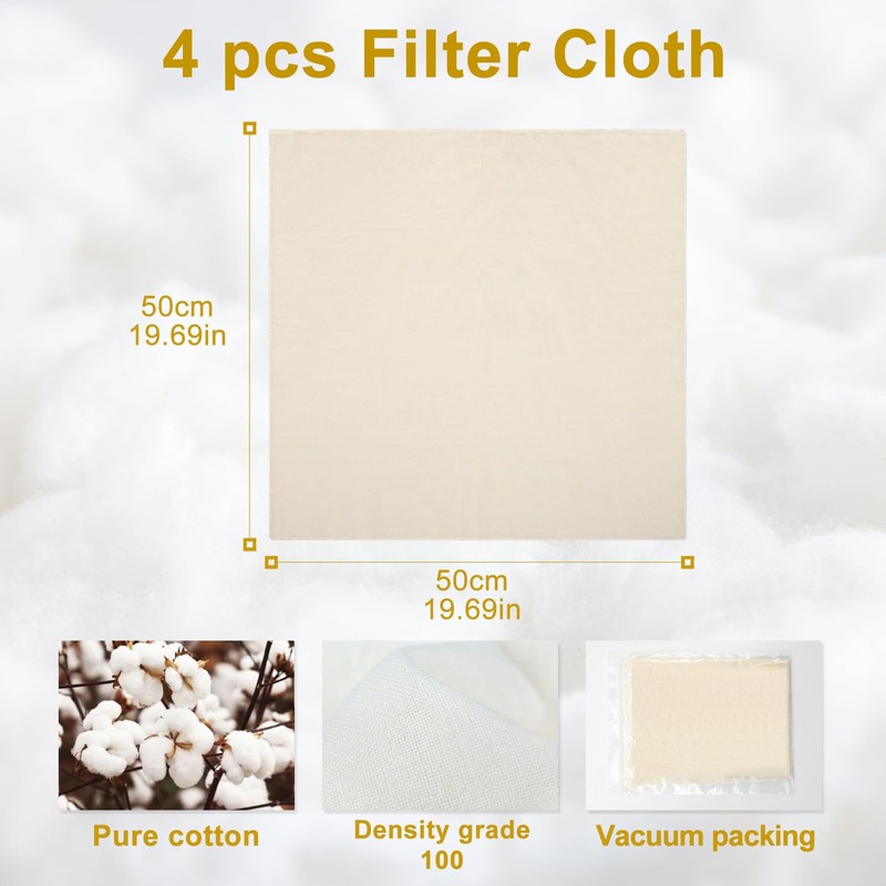 Quelcc Pack of 4 Straining Cloth, Cheese Cloth and Dumpling