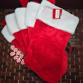 Holiday Time Lot of 5 Brand New Holiday Time Stocking Red Christmas Faux Fur 14" X 7" NWT