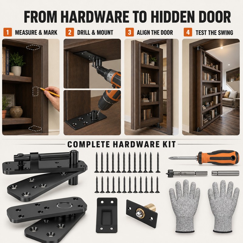 304 Stainless Steel Sliding Barn Door Hardware Kit with 570mm