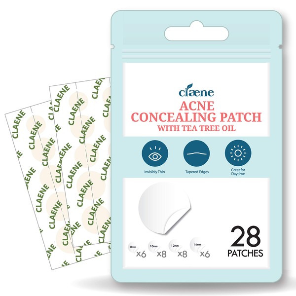 CLAENE Acne Patch Pimple Patch - Invisible | Cruelty-Free | Hydrocolloid | Blemish Spot | Skin Treatment | Facial Stickers | Pimple Patches For Face | Acne Spot Dots | Pimple Treatment For Face, 4 Sizes (28 Count)