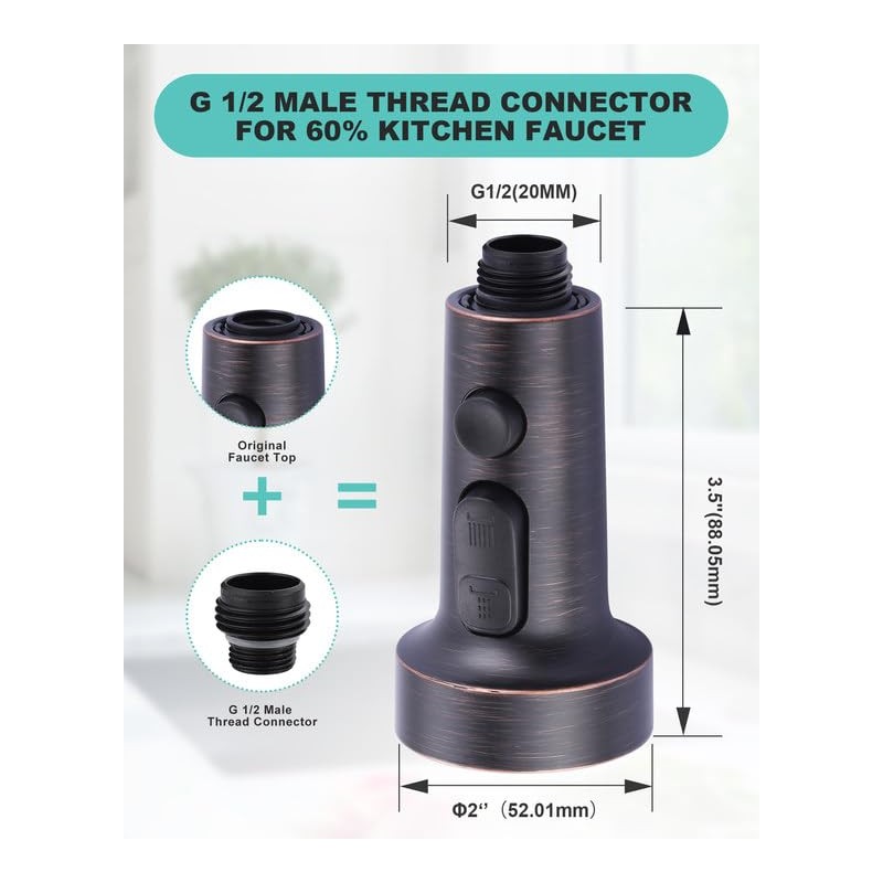 Pull Down Faucet Head Replacement: 3-Function Faucet Sprayer Head with