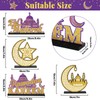 Wiooffen 4Pcs Ramadan Mubarak Table Centerpiece Decorations Eid Mubarak Wooden