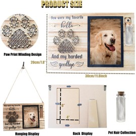 Qunaawa Dog Cat Memorial Frame with Pet Glass Urns for Ashes or Hair, Pet Loss Gifts for Loss of Dog Sympathy Picture Frame Keepsake