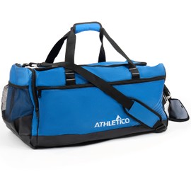 Athletico Sideline Soccer Duffle - Soccer Bag for Basketball, Volleyball & Football | Duffel Includes Separate Cleats Compartment For Men & Women (Blue)
