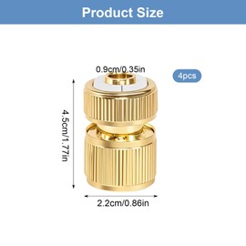 YGKYMVW Hose Connector, 1/2 Inch Brass, 4 Pieces Quick Hose End Connector, Garden Hose, Hose Coupling, Brass Nozzle Connect Kit for Kitchen, Garden, Outdoor Hose, Pipe Tool