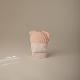 mushie Silicone Teething Mitten for Babies 3 Months+ (Rainbow) | Textured Silicone & Sensory Fabric with Adjustable Strap