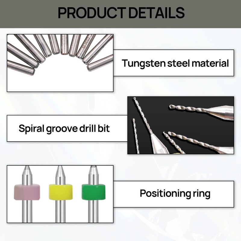 Micro Drill Bits, 50 Pcs Mini Drill Set, 0.3mm-1.2mm Micro