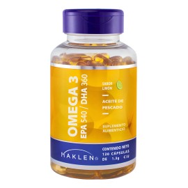 Omega 3 Maklen 120 Cápsulas Sabor Limón 300 G Sabor Sin sabor
