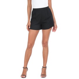 HDE High Waisted Linen Blend Pull On Summer Shorts for Women 2023 Trendy Pockets Black - M