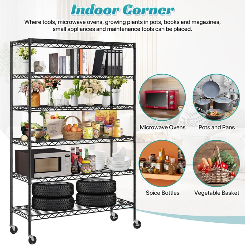 WYGMAV 6 Tier Storage Shelves, 18" D x 45" W