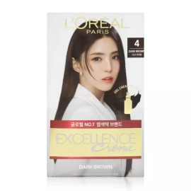 L'Oreal [로레알]로레알 뉴엑셀랑스 크림 염색약 4 (자연스러운 갈색) L'Oreal New Excellence Cream Hair Color 4 (Natural Brown)