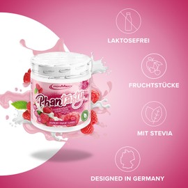 IronMaxx Phantasty - Raspberry Yogurt 250g Dose | Veganes Geschmackspulver mit Echten Frucht- oder Nussstückchen | Perfekter Zuckerersatz