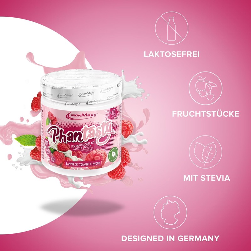 IronMaxx Phantasty - Raspberry Yogurt 250g Dose | Veganes Geschmackspulver