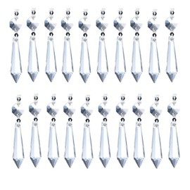 BronaGrand 20pcs 38mm Replacement Clear Chandelier Icicle Crystal Prisms Octogan Crystal Bead for Lamp Decoration