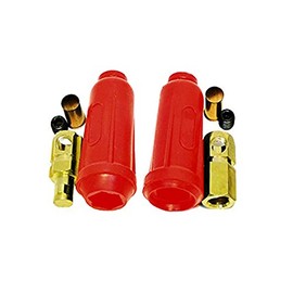 WeldingCity Dinse-Type Twist-Lock Insulated Connector Pair (Male/Female Red Cover) for Welding Cable AWG #6-#3 (16-25mm)