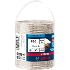Bosch Professional 1x Expert M480 Sanding Net Roll (for Hardwood, Paint on wood, Width 93 mm, Length 5 m, Grit 80, Accessories Hand Sanding)