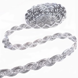 Silver Gimp Braid Trim 6 Yards Metallic Scalloped Edge Lace Trim for Sewing Curtain Holdbacks Lampshades