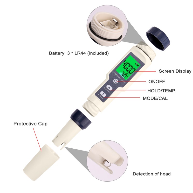 5 in 1 Professional Multi-parameter Combo Testing Meter PH/EC/TDS/Salinity/Thermometer Digital
