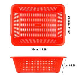 Geytetqi 10 Pack Red Plastic Storage Baskets, 15.4 x 11.6 x 4.3 Inch Rectangular Plastic Baskets for Organizing, Classroom, Office, Shop, Home Restaurant