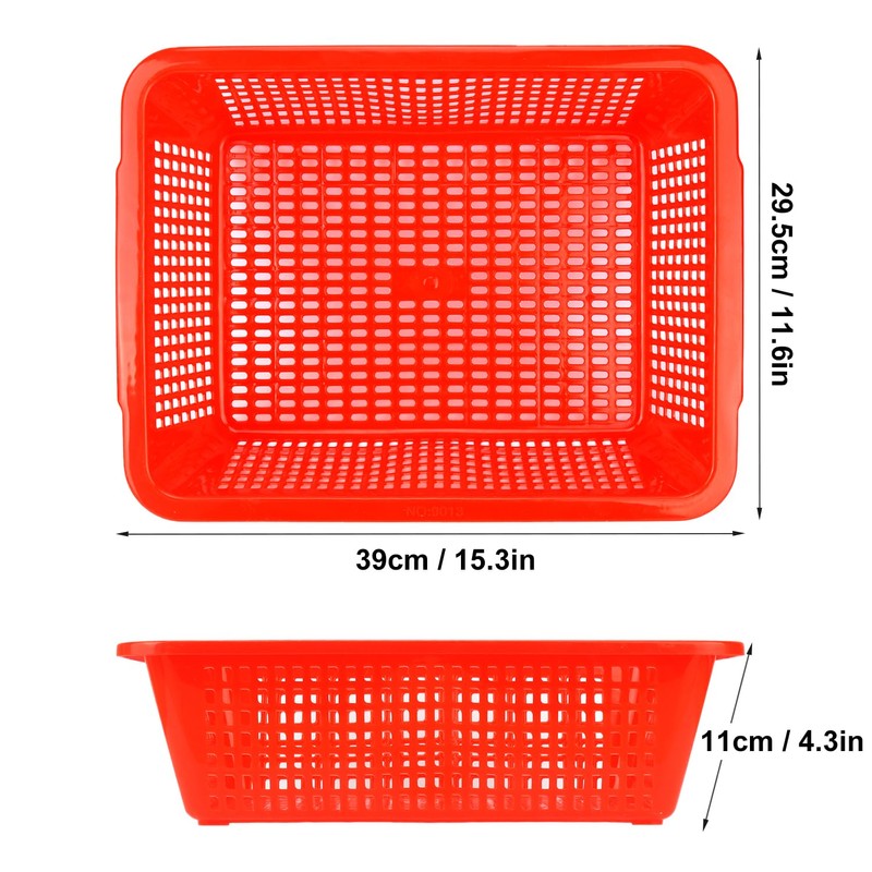 Geytetqi 10 Pack Red Plastic Storage Baskets, 15.4 x 11.6
