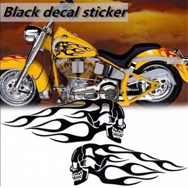 Black Stickers Motorcycle Vinyl Skull Sticker Car Waterproof Skull Stickers for Cars, Motorcycles, Helmets, Fridges 2PCS